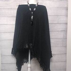 Black wool shawl, size medium approximate